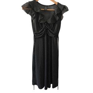 Maurices ruffled black with white polka dot dress. Size XS